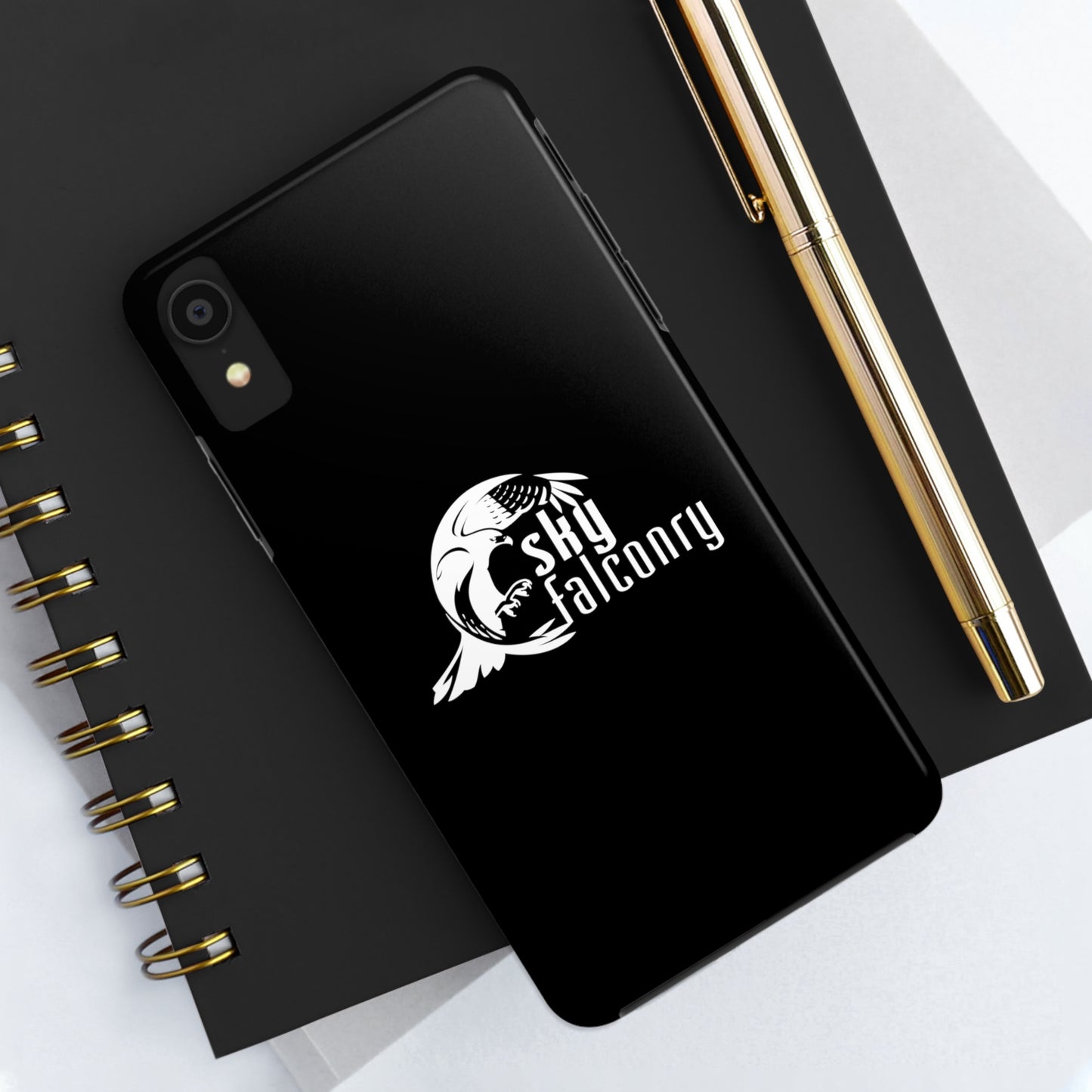 Tough Phone Cases Black with Sky Falconry Logo