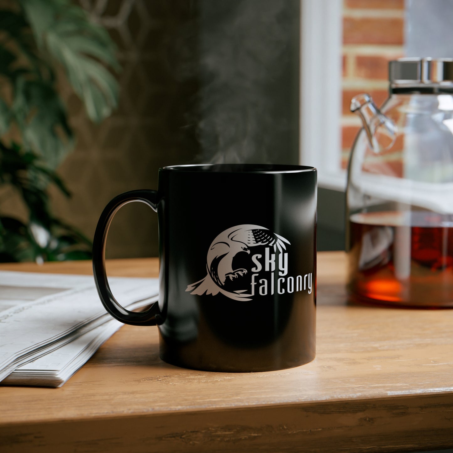 Mug 11oz Ceramic Black with White Sky Falconry Logo
