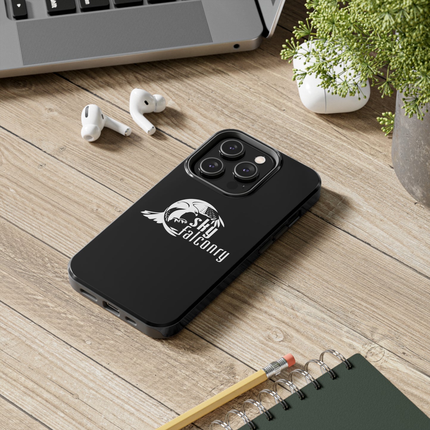 Tough Phone Cases Black with Sky Falconry Logo