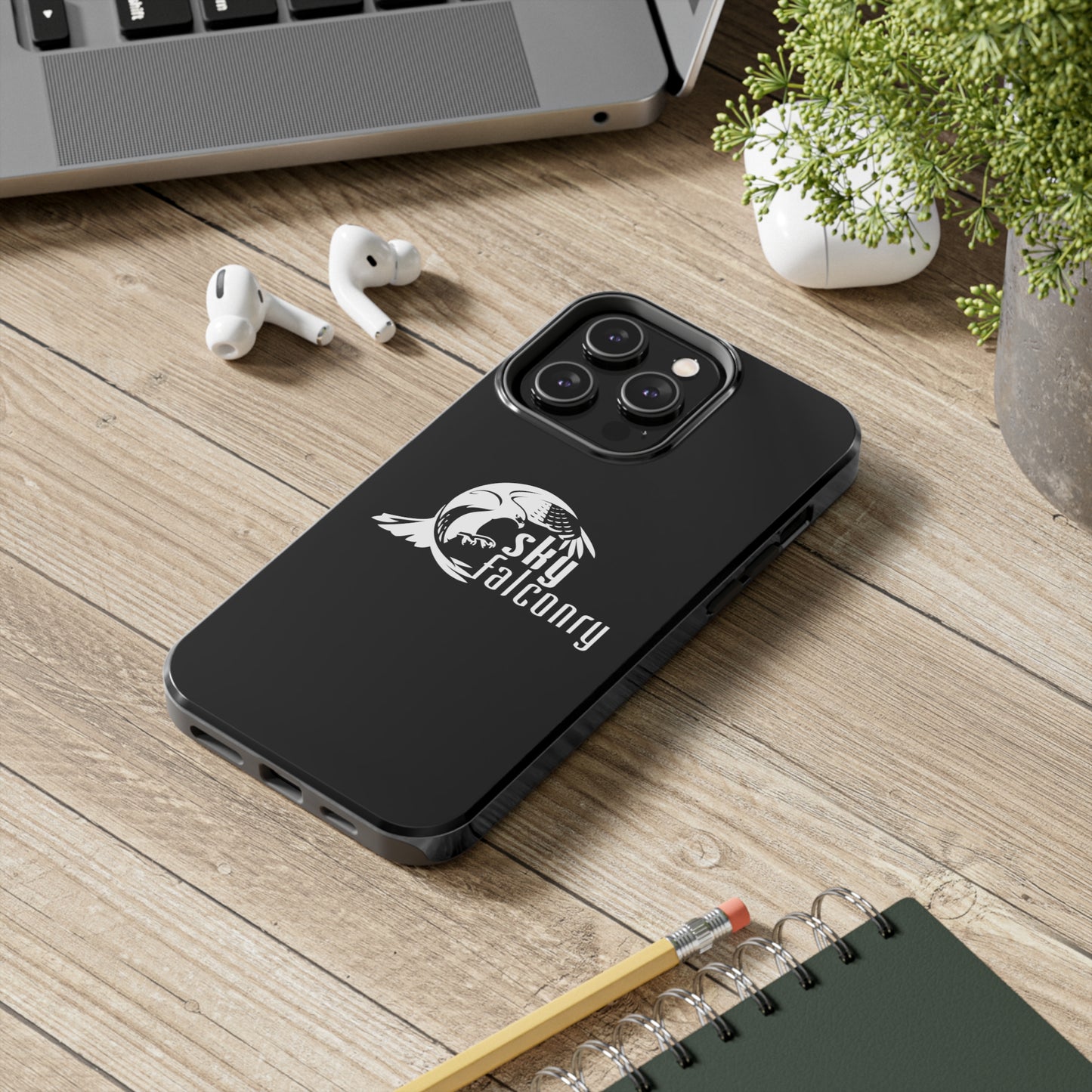 Tough Phone Cases Black with Sky Falconry Logo