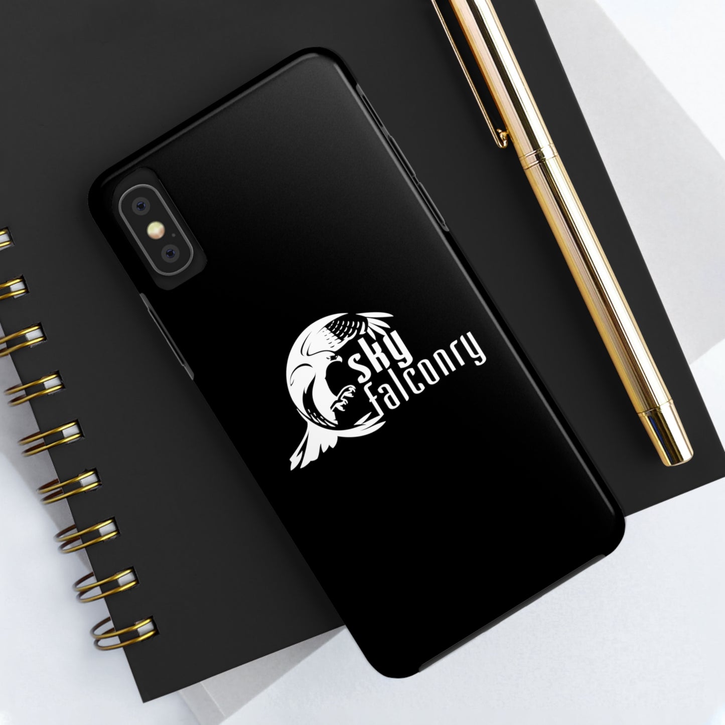 Tough Phone Cases Black with Sky Falconry Logo