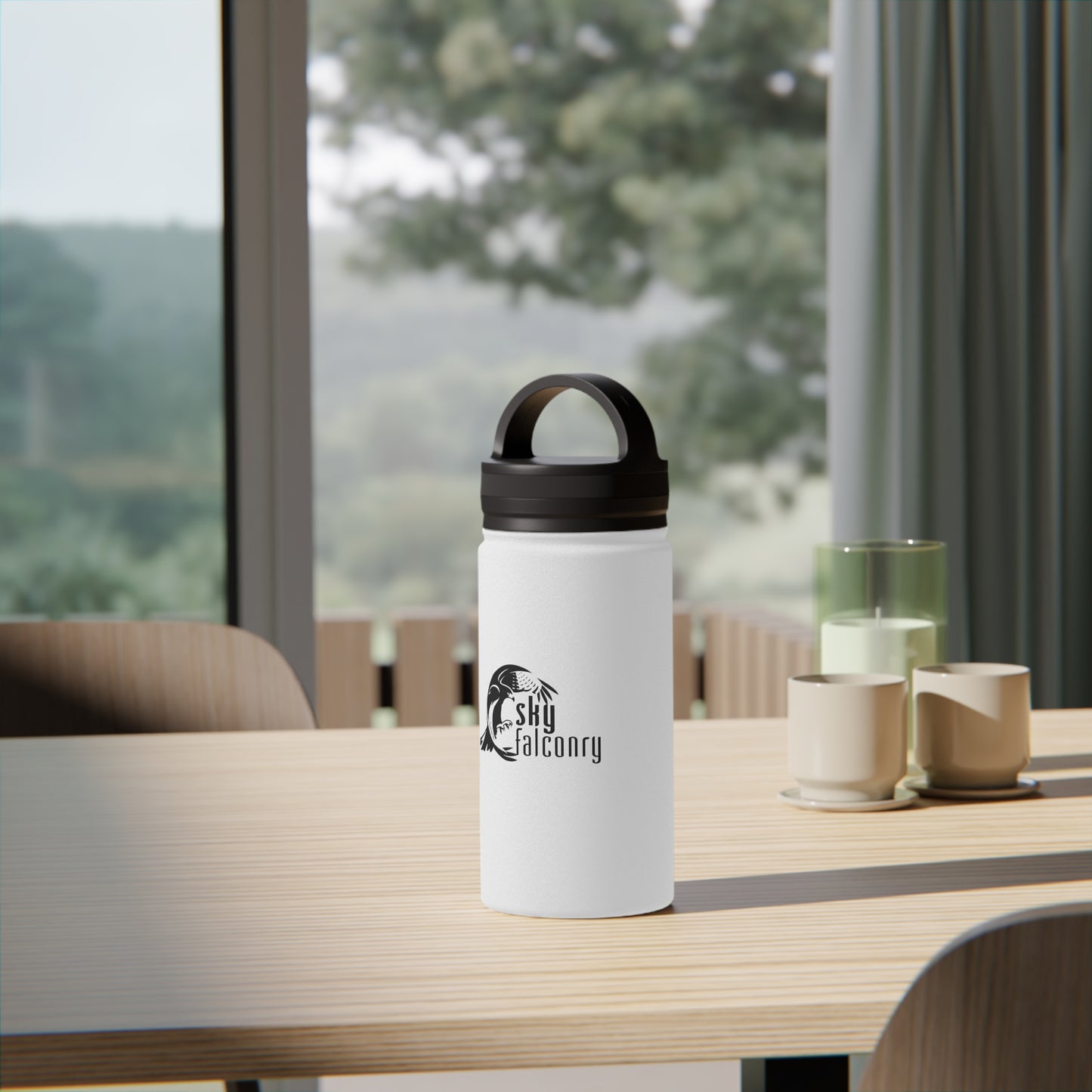 Sky Falconry Stainless Steel Water Bottle, Handle Lid