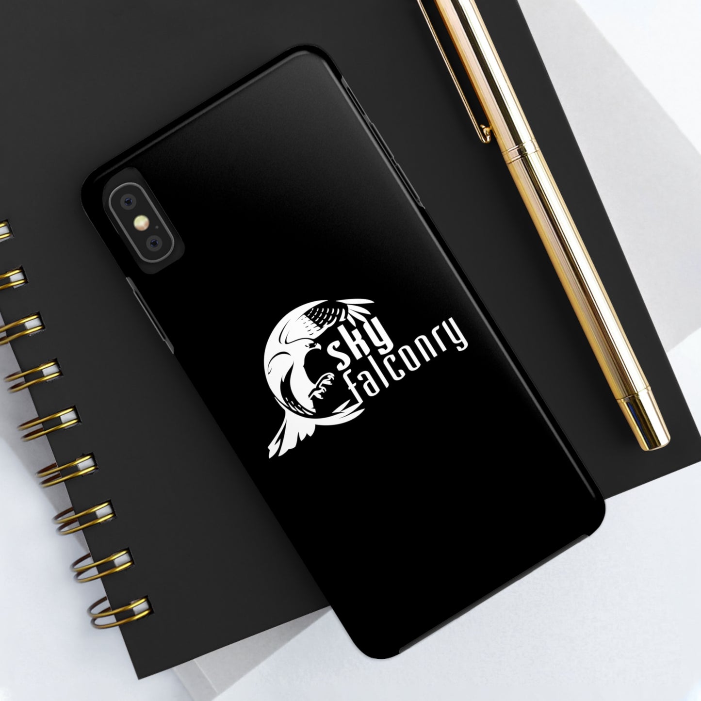 Tough Phone Cases Black with Sky Falconry Logo