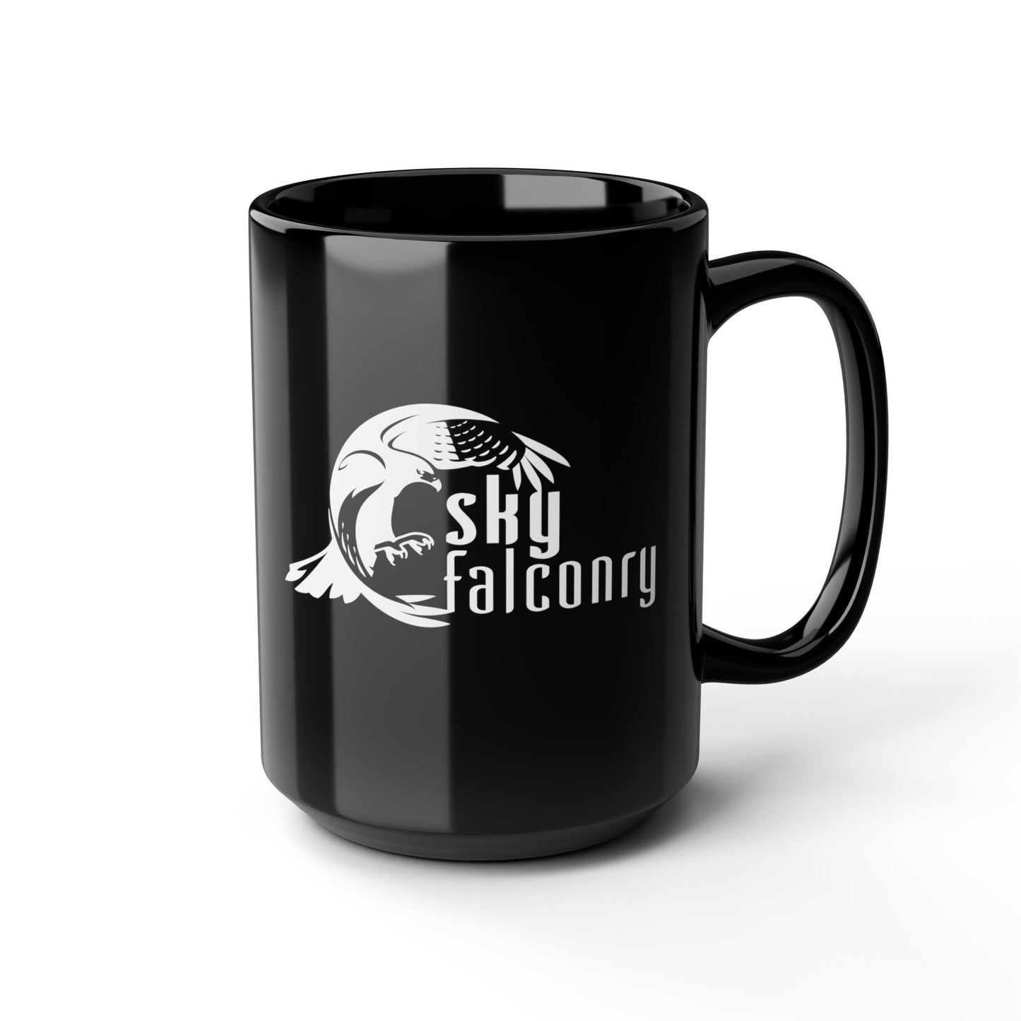 Mug 15oz Ceramic Black with White Sky Falconry Logo