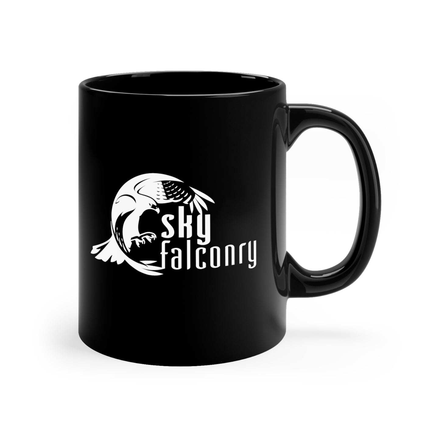 Mug 11oz Ceramic Black with White Sky Falconry Logo