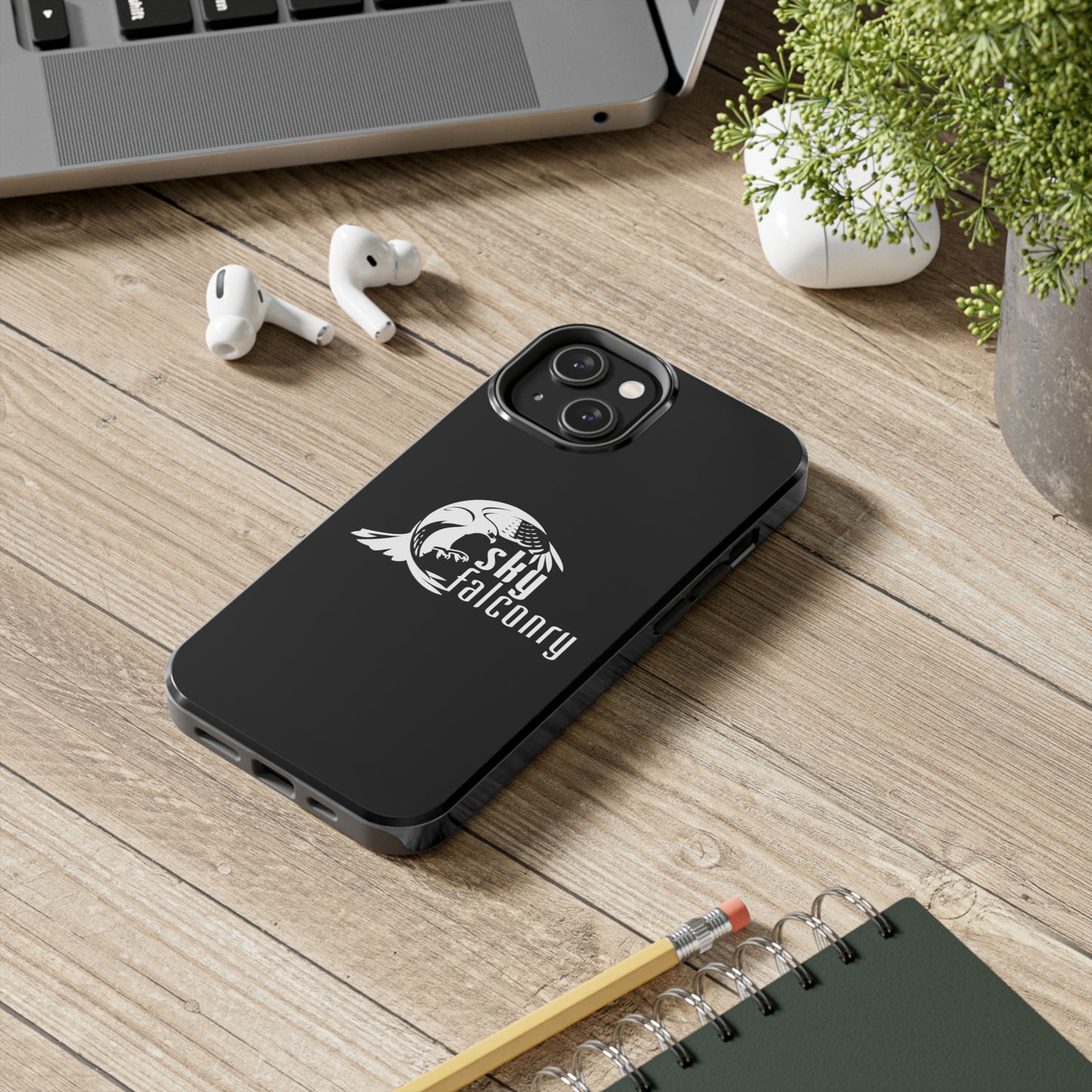 Tough Phone Cases Black with Sky Falconry Logo