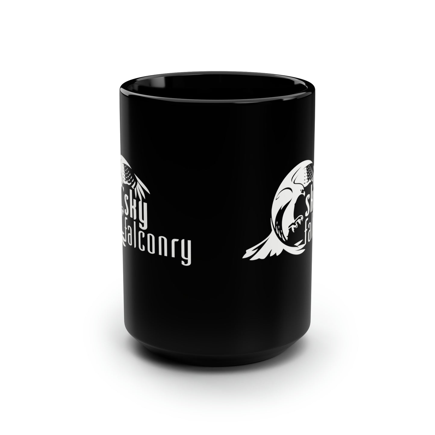 Mug 15oz Ceramic Black with White Sky Falconry Logo