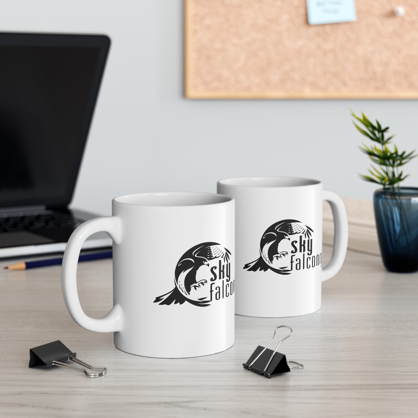 Mug 11oz Ceramic White with Black Sky Falconry Logo