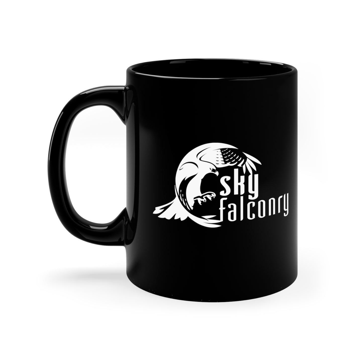 Mug 11oz Ceramic Black with White Sky Falconry Logo