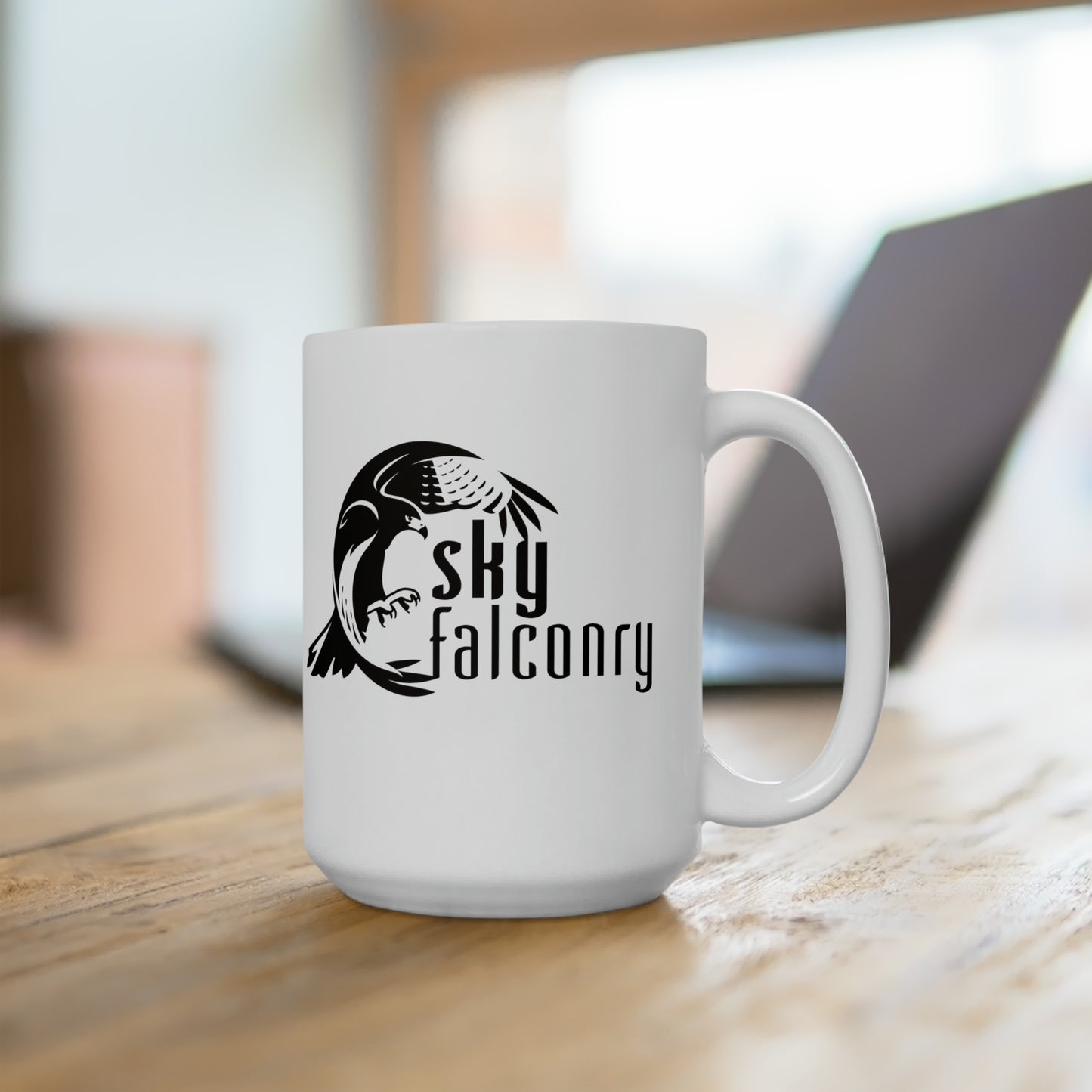 Sky Falconry White Ceramic Mug 15oz
