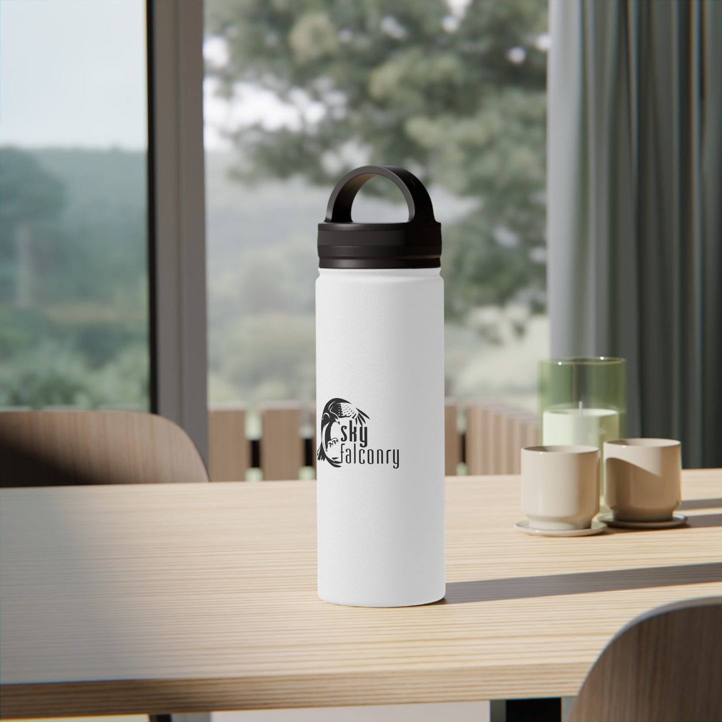 Sky Falconry Stainless Steel Water Bottle, Handle Lid