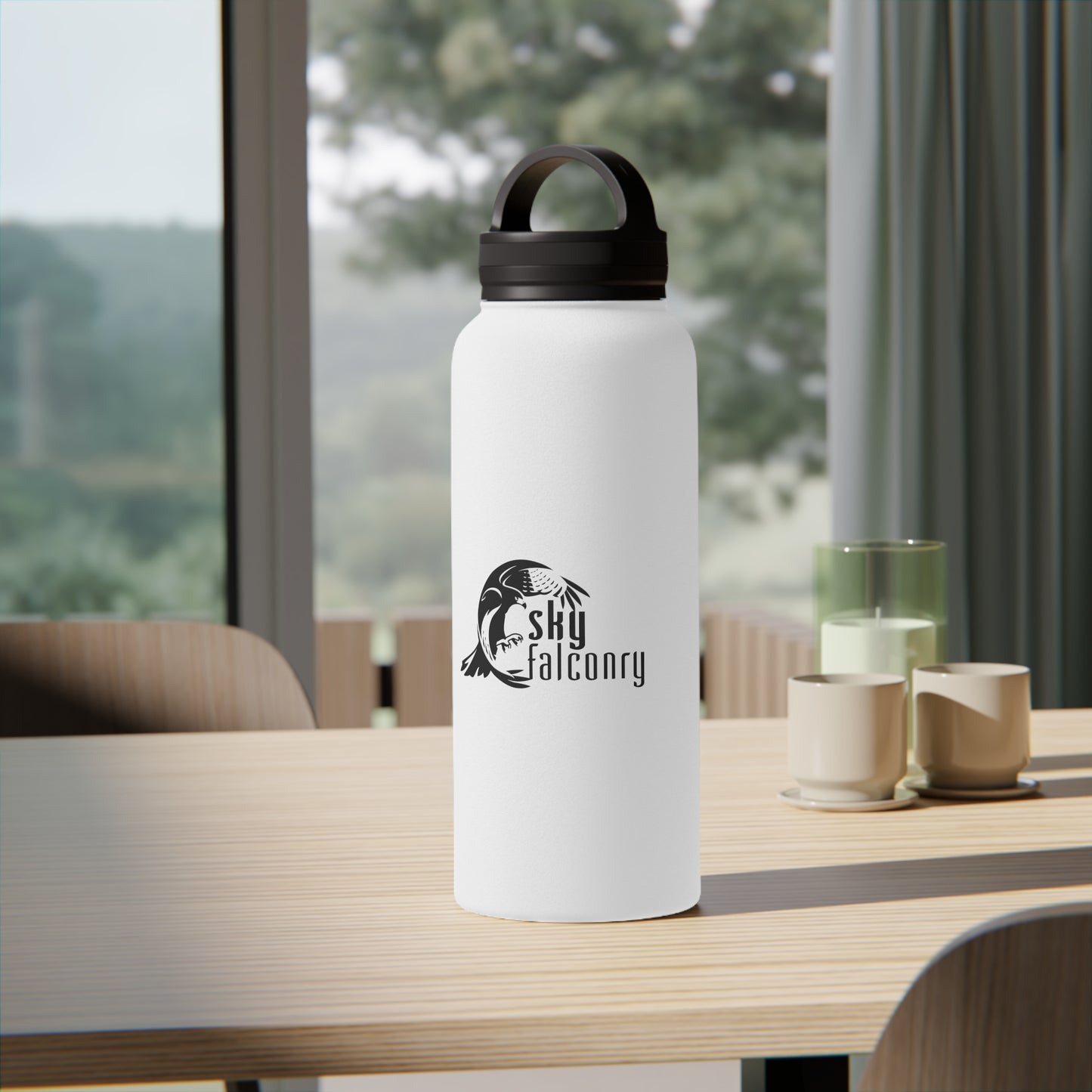 Sky Falconry Stainless Steel Water Bottle, Handle Lid