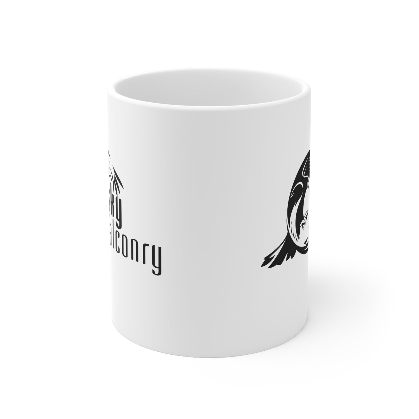 Mug 11oz Ceramic White with Black Sky Falconry Logo