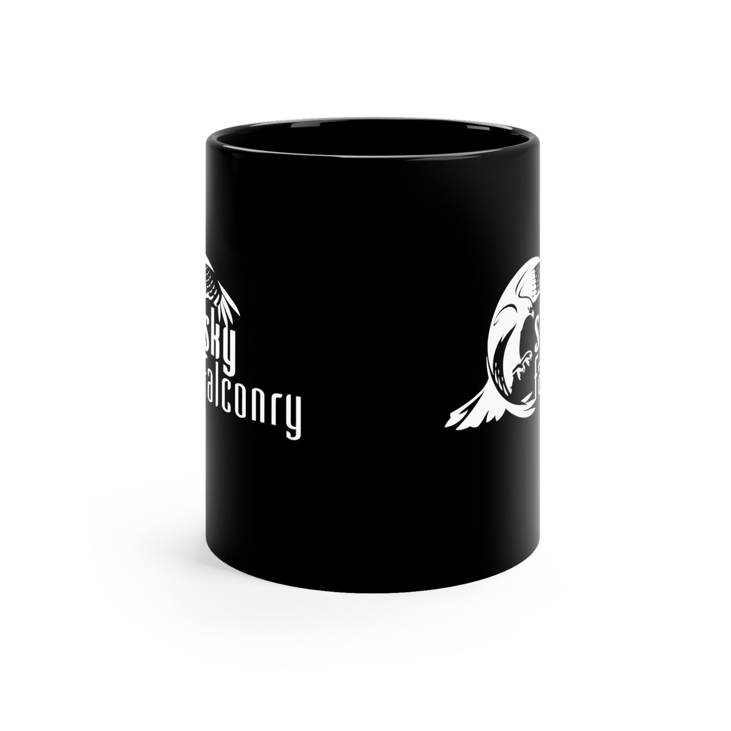 Mug 11oz Ceramic Black with White Sky Falconry Logo